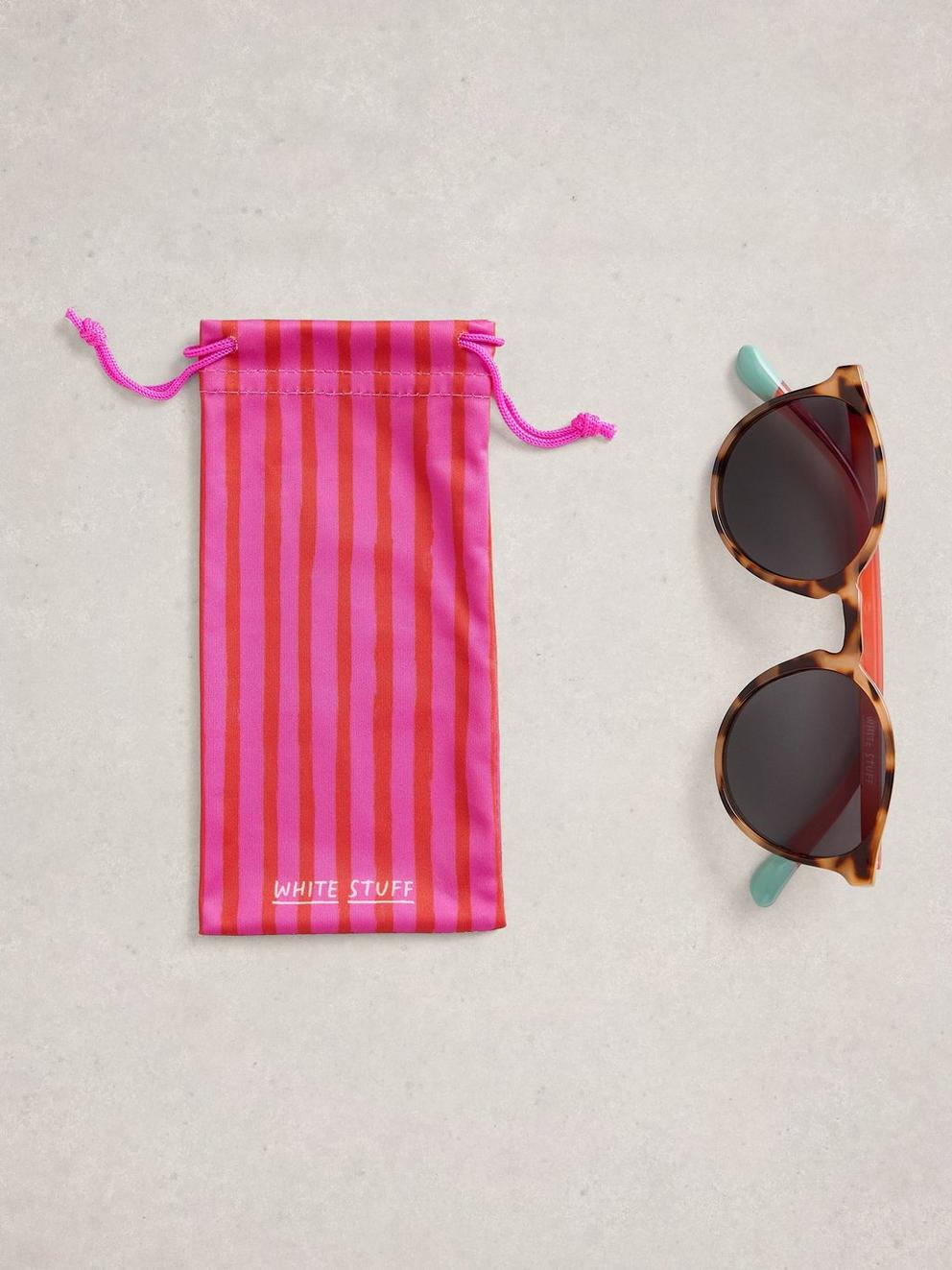 Round Preppy Sunglasses in BROWN MLT - FLAT FRONT