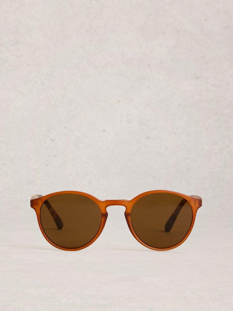 Round Preppy Sunglasses in DK ORANGE - FLAT BACK