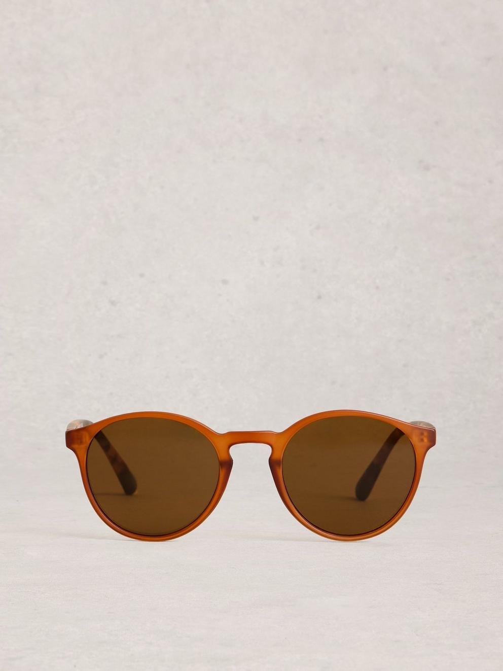 Round Preppy Sunglasses in DK ORANGE - FLAT BACK