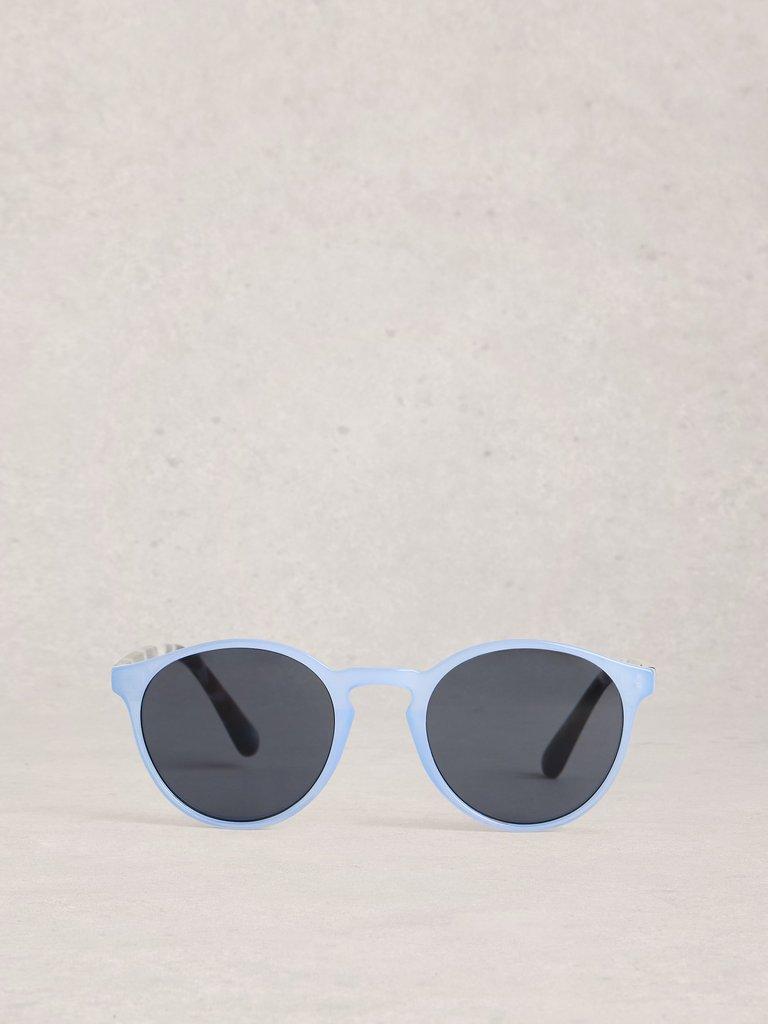 Round Preppy Sunglasses in MID BLUE - FLAT BACK