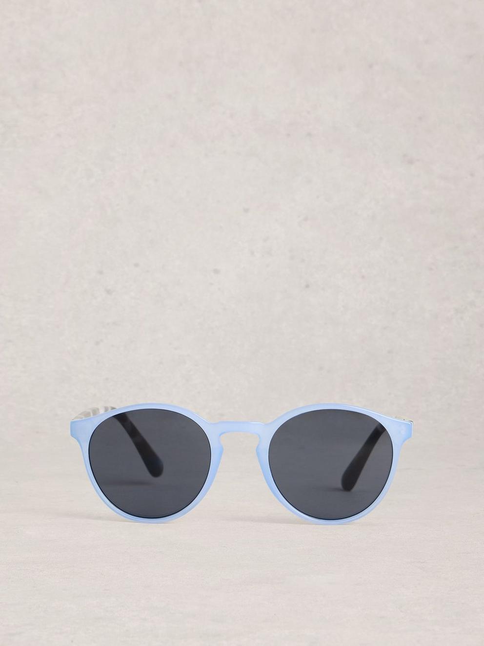 Round Preppy Sunglasses in MID BLUE - FLAT BACK