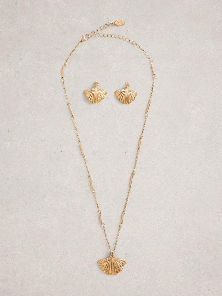 2PK Bella Necklace  Earring in GLD TN MET - FLAT FRONT