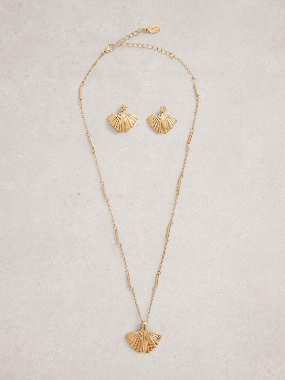 2PK Bella Necklace  Earring in GLD TN MET - FLAT FRONT