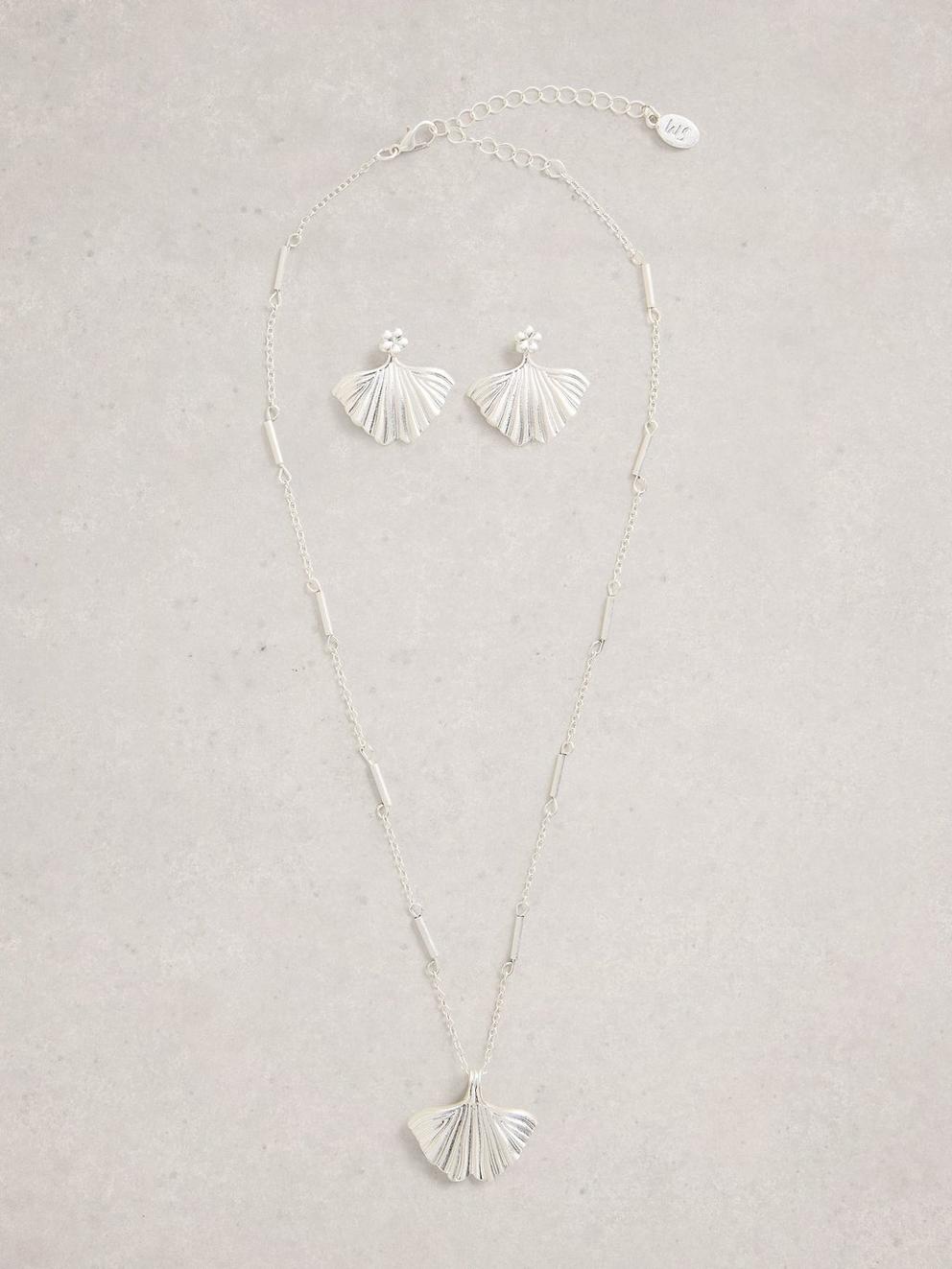 2PK Bella Necklace  Earring in SLV TN MET - FLAT FRONT