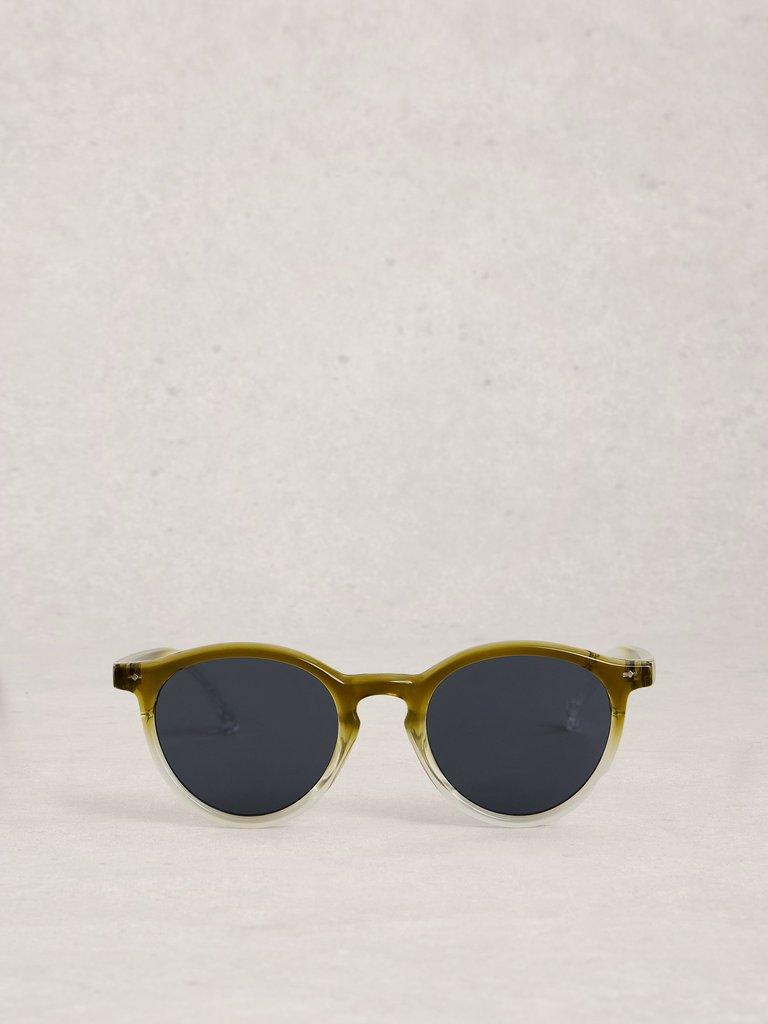 Preppy Light Round Sunglasses in GREEN MLT - FLAT BACK