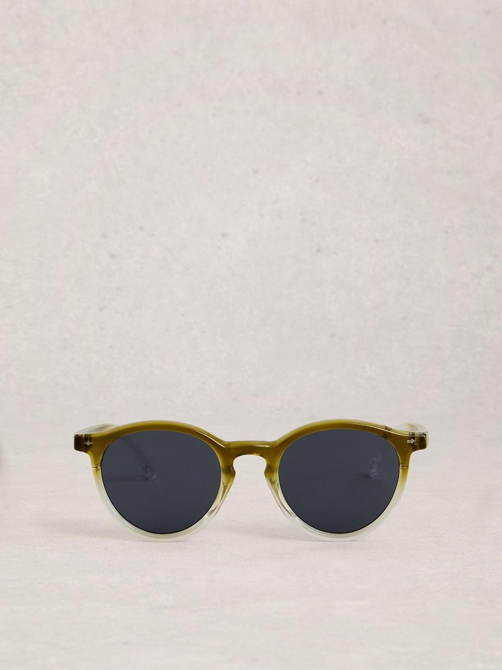 Preppy Light Round Sunglasses in GREEN MLT - FLAT BACK