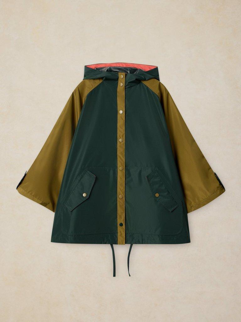 DAKOTA SHOWERPROOF PONCHO in GREEN MLT - FLAT FRONT