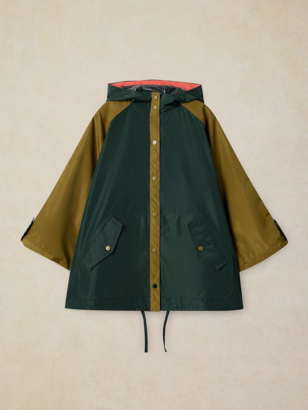 DAKOTA SHOWERPROOF PONCHO in GREEN MLT - FLAT FRONT