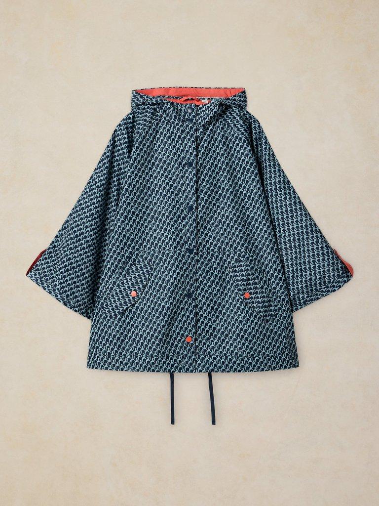 DAKOTA SHOWERPROOF PONCHO in NAVY PR - FLAT FRONT