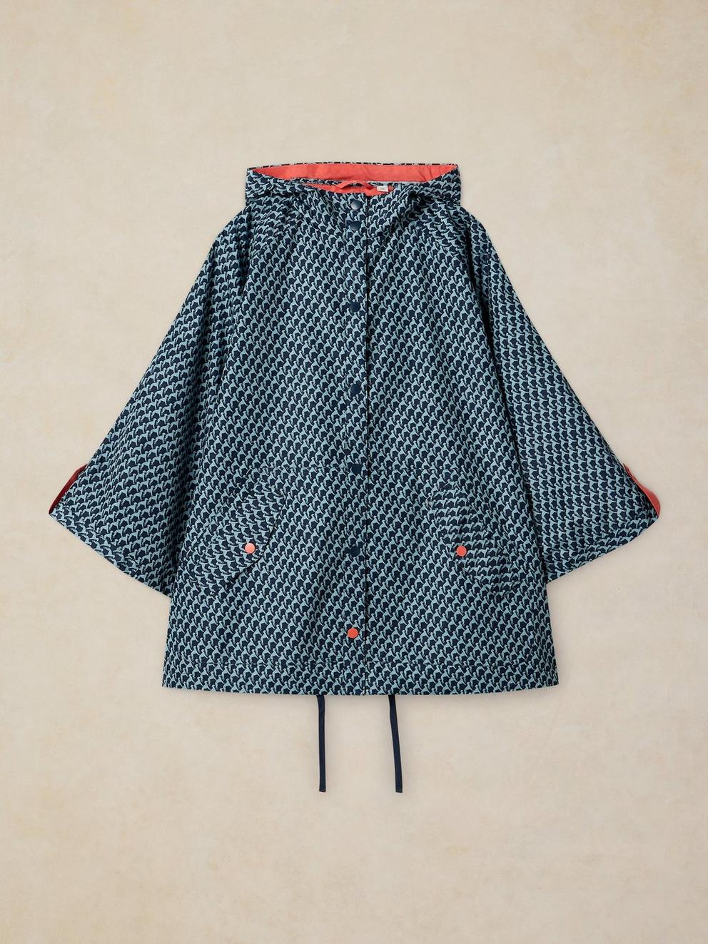 DAKOTA SHOWERPROOF PONCHO in NAVY PR - FLAT FRONT