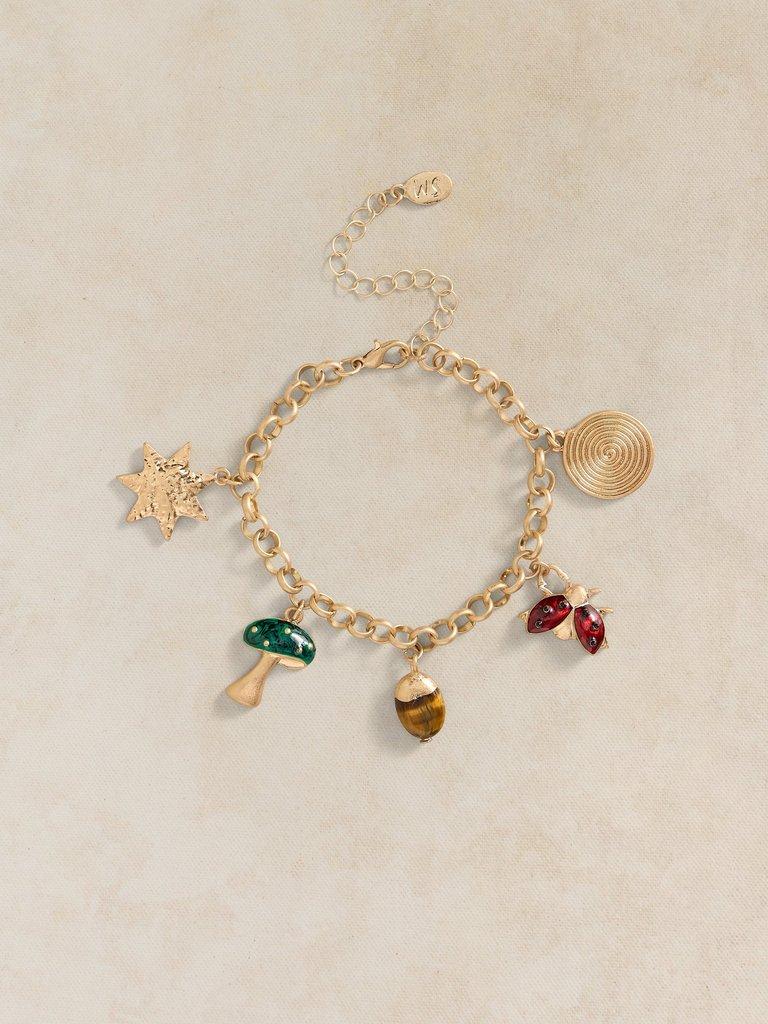 WOODLAND CHARM BRACELET in GLD TN MET - FLAT FRONT