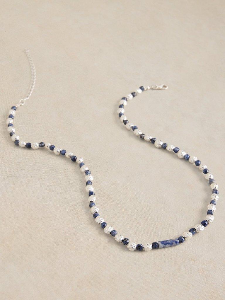 SEMIPRECIOUS BEAD NECKLACE  in BLUE MLT - FLAT DETAIL