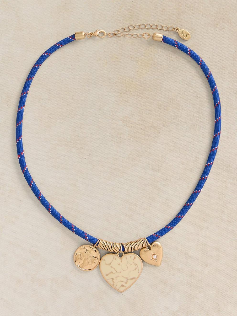 CATE CORD NECKLACE in BLUE MLT - FLAT FRONT