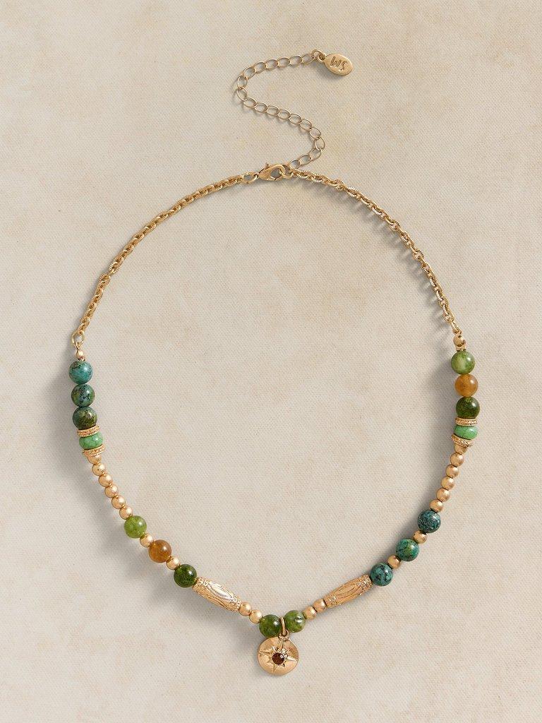 IZZY BEADED NECKLACE in GLD TN MET - FLAT FRONT