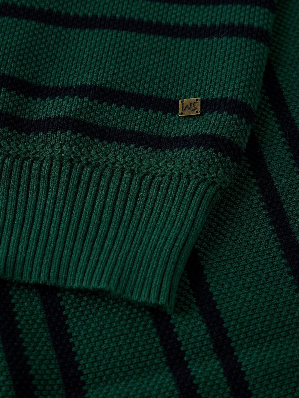 ATTADALE STRIPE HENLEY JUMPER in GREEN MLT - FLAT DETAIL