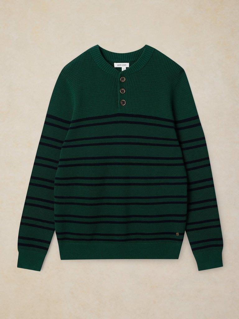 ATTADALE STRIPE HENLEY JUMPER in GREEN MLT - FLAT FRONT