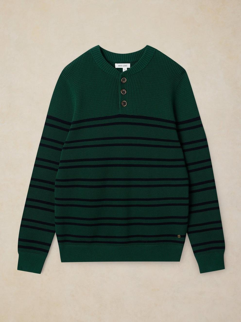 ATTADALE STRIPE HENLEY JUMPER in GREEN MLT - FLAT FRONT