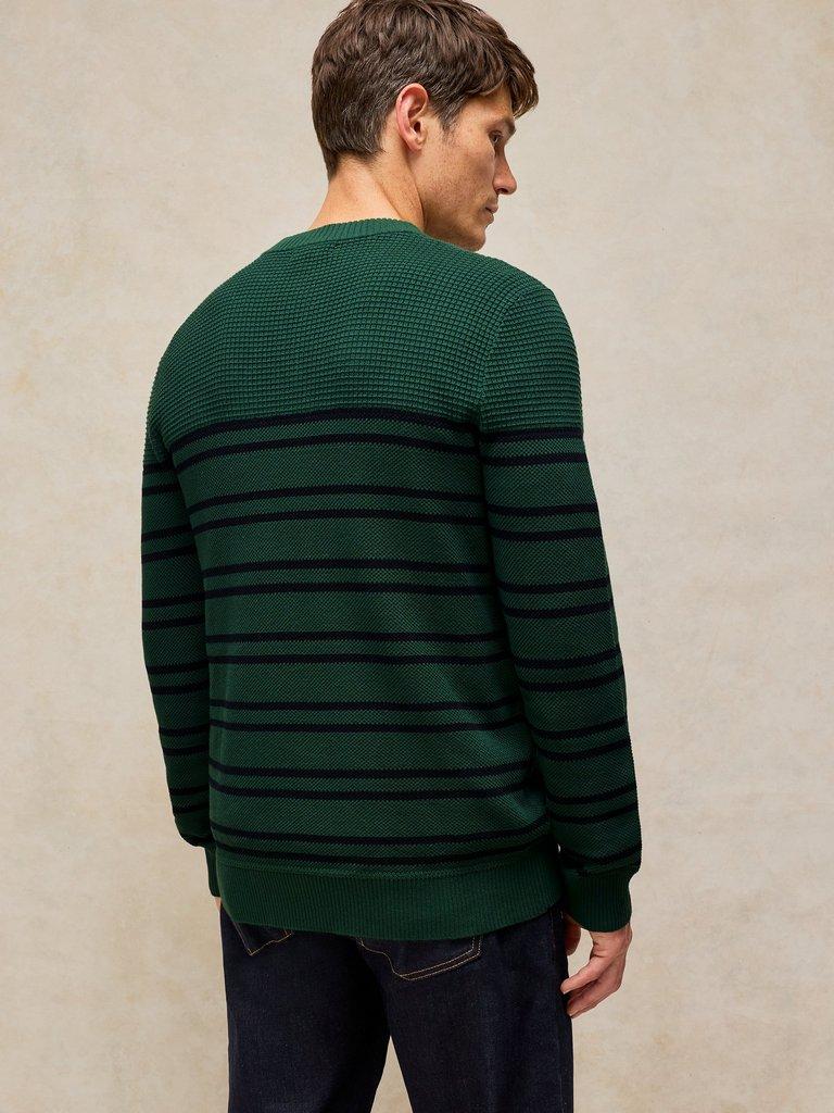 ATTADALE STRIPE HENLEY JUMPER in GREEN MLT - MODEL BACK