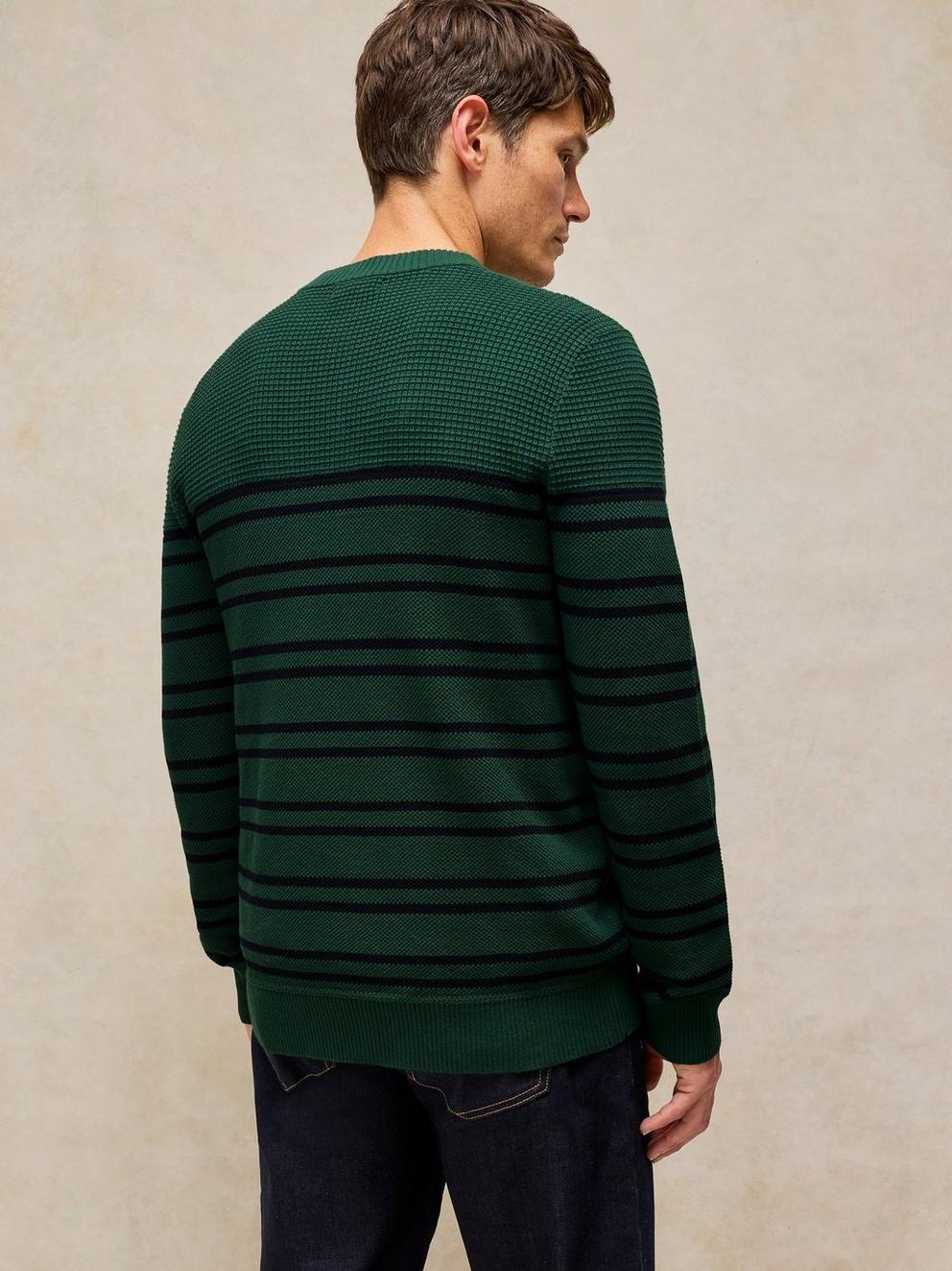 ATTADALE STRIPE HENLEY JUMPER in GREEN MLT - MODEL BACK