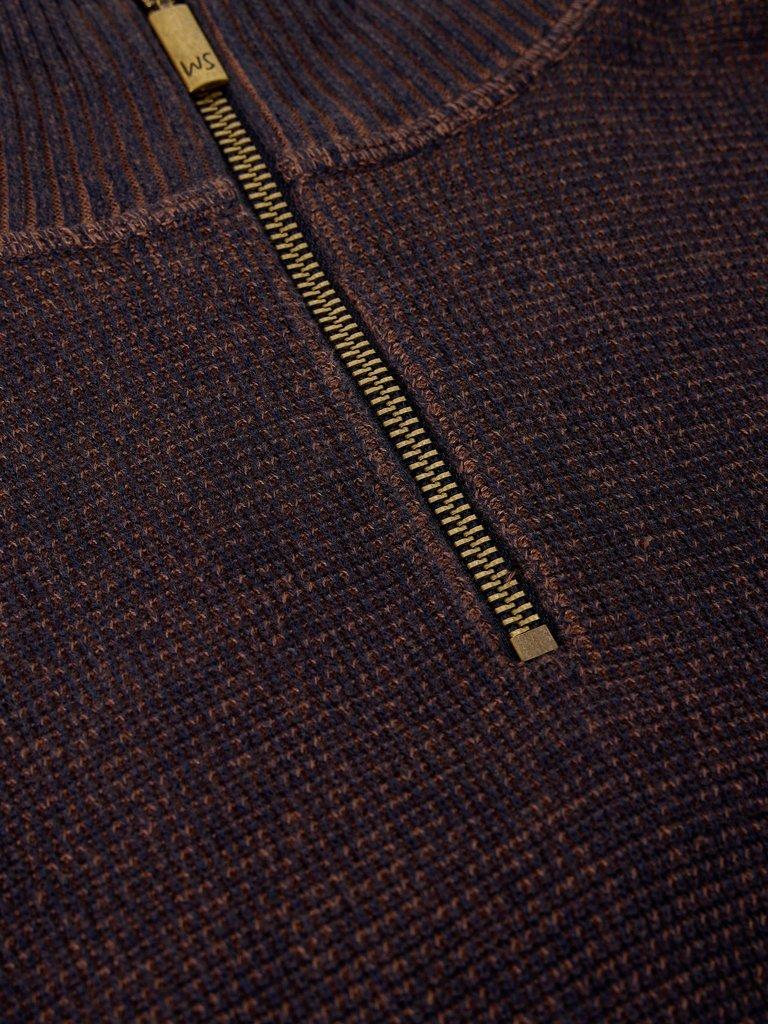 ATTADALE FUNNEL NECK JUMPER in DK BROWN - FLAT DETAIL