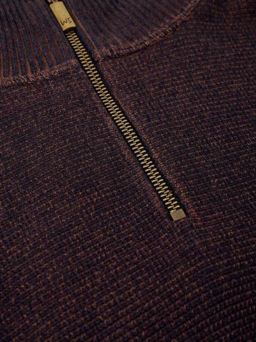 ATTADALE FUNNEL NECK JUMPER in DK BROWN - FLAT DETAIL