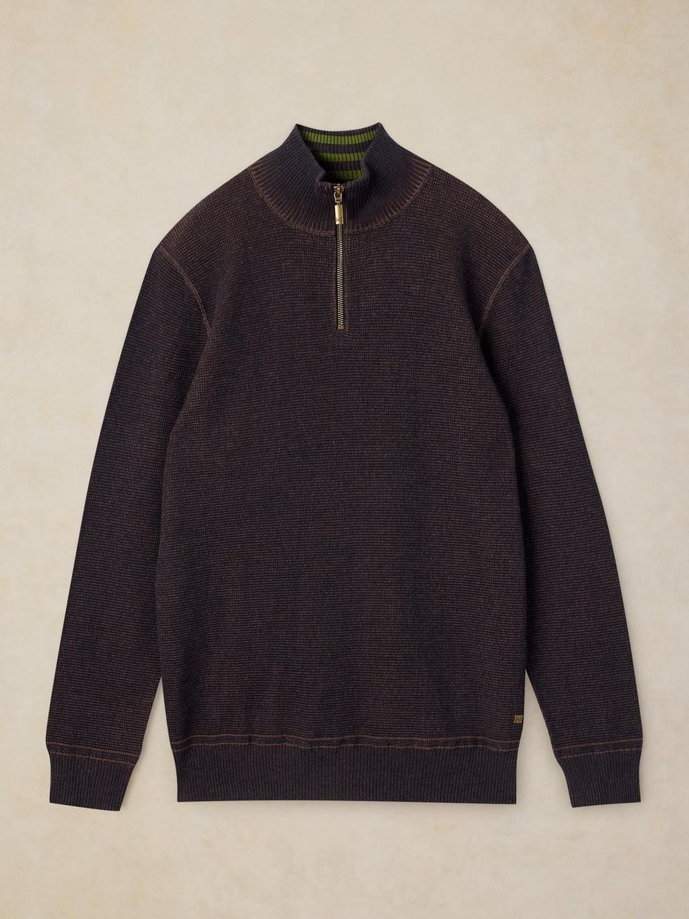 ATTADALE FUNNEL NECK JUMPER in DK BROWN - FLAT FRONT
