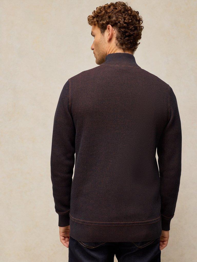ATTADALE FUNNEL NECK JUMPER in DK BROWN - MODEL BACK