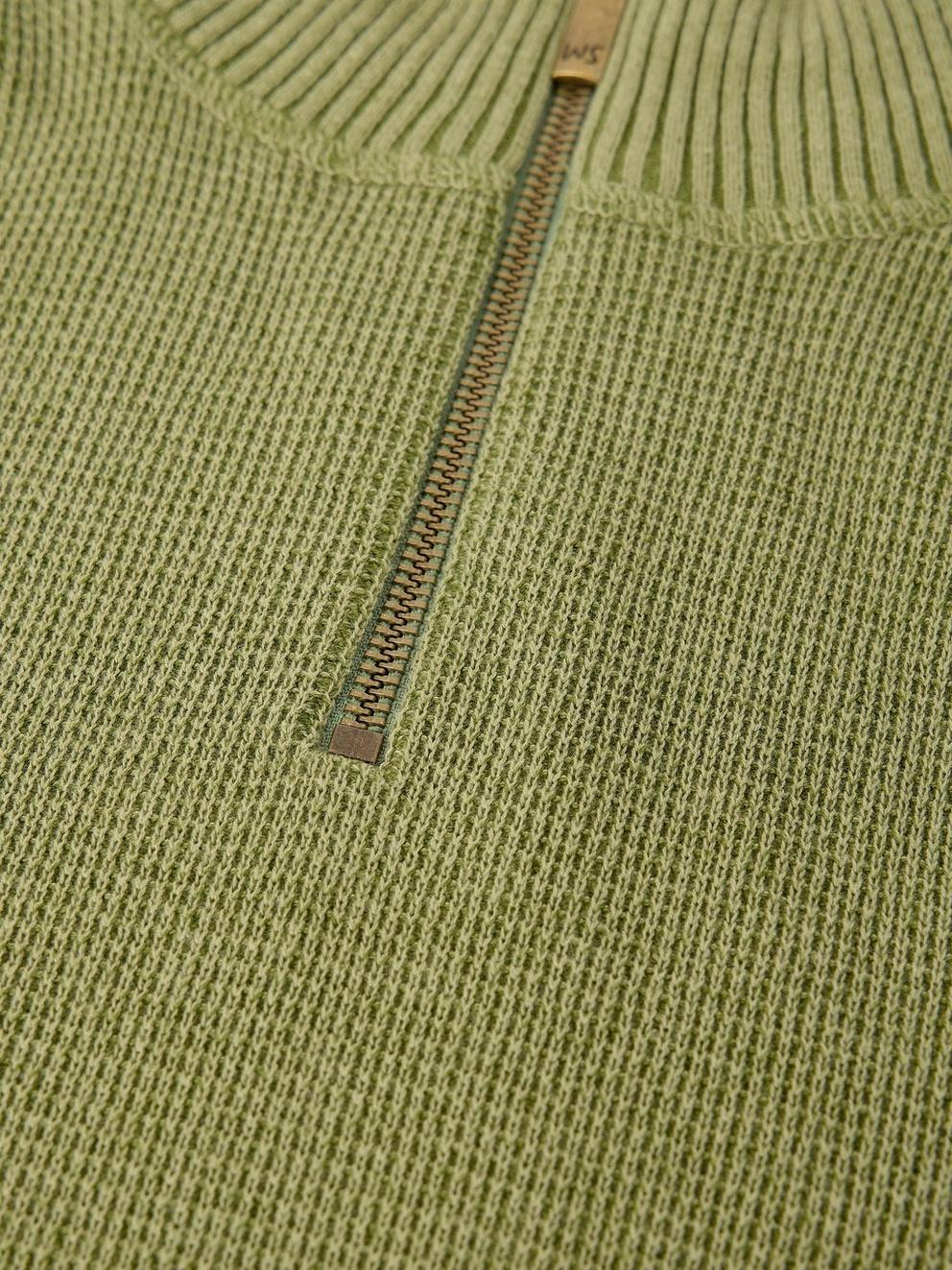 ATTADALE FUNNEL NECK JUMPER in KHAKI GRN - FLAT DETAIL