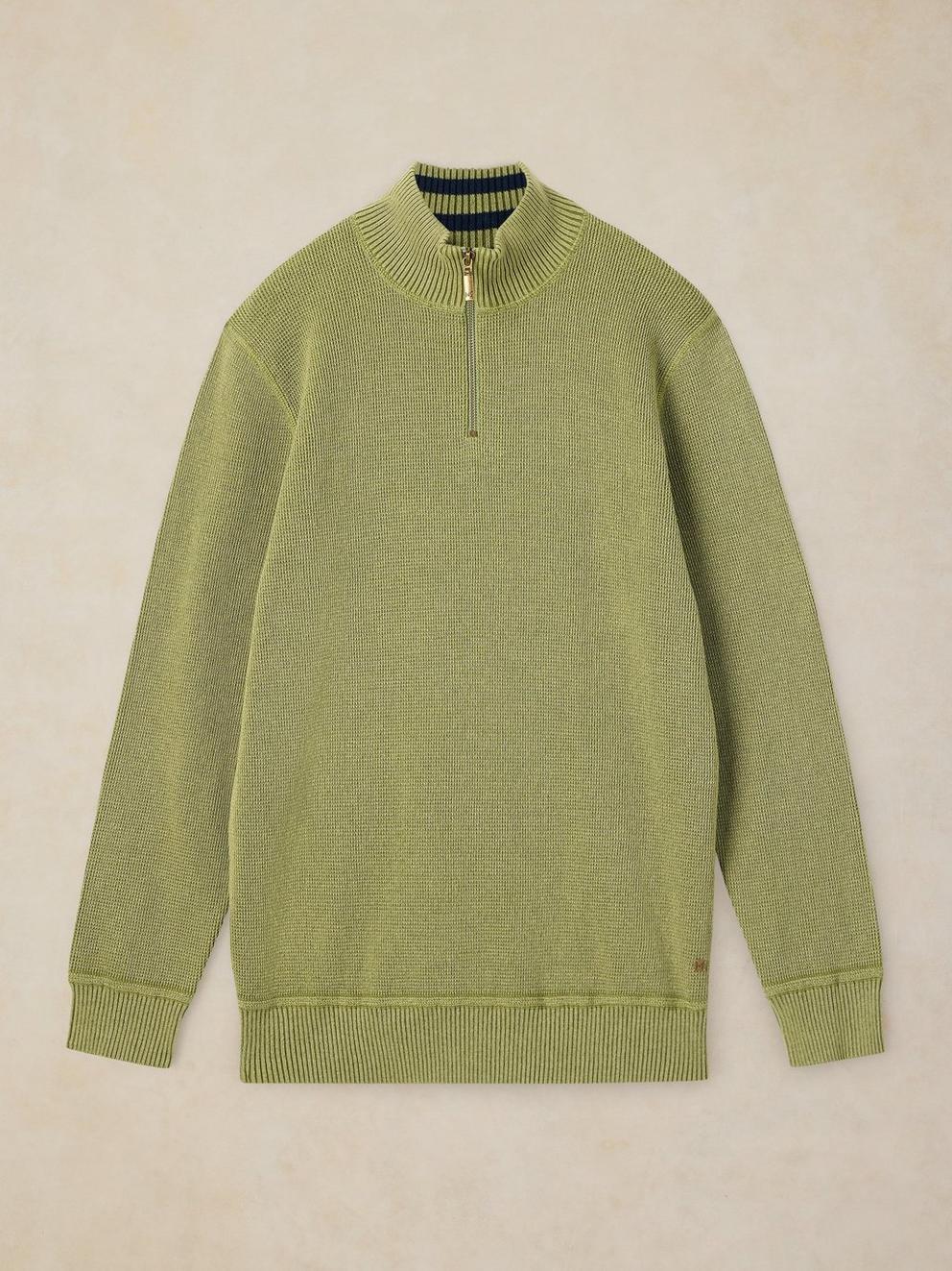 ATTADALE FUNNEL NECK JUMPER in KHAKI GRN - FLAT FRONT