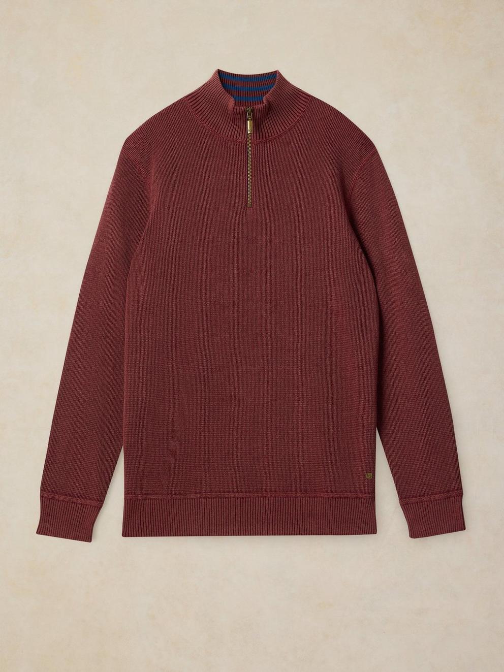 ATTADALE FUNNEL NECK JUMPER in MID RED - FLAT FRONT