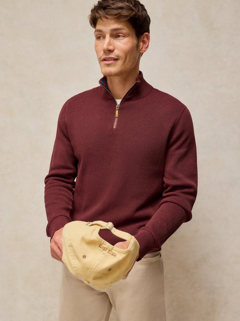 ATTADALE FUNNEL NECK JUMPER in MID RED - LIFESTYLE