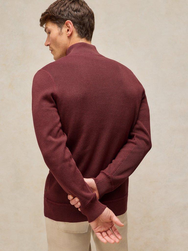 ATTADALE FUNNEL NECK JUMPER in MID RED - MODEL BACK