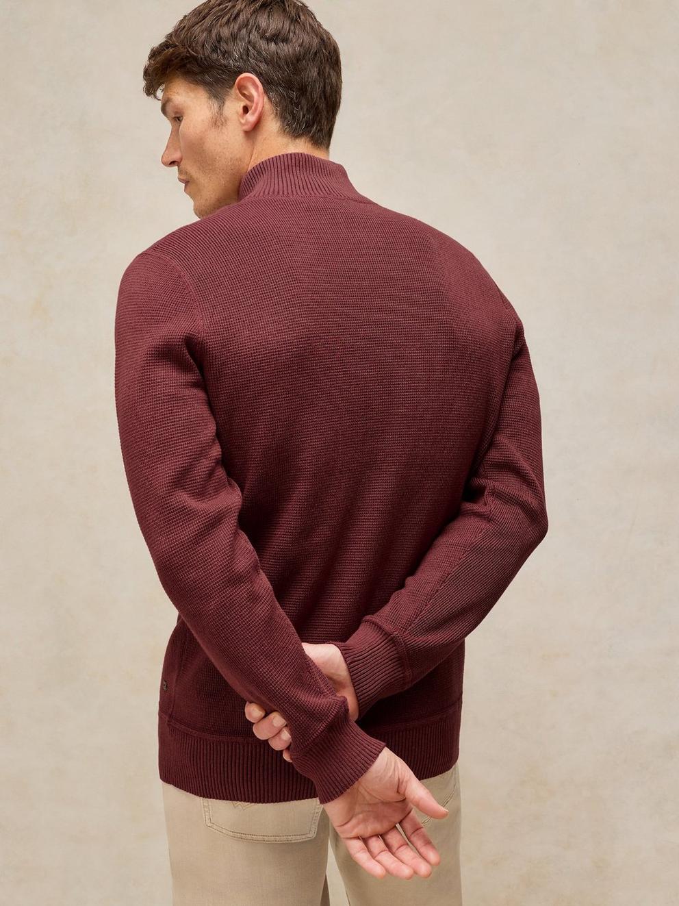 ATTADALE FUNNEL NECK JUMPER in MID RED - MODEL BACK