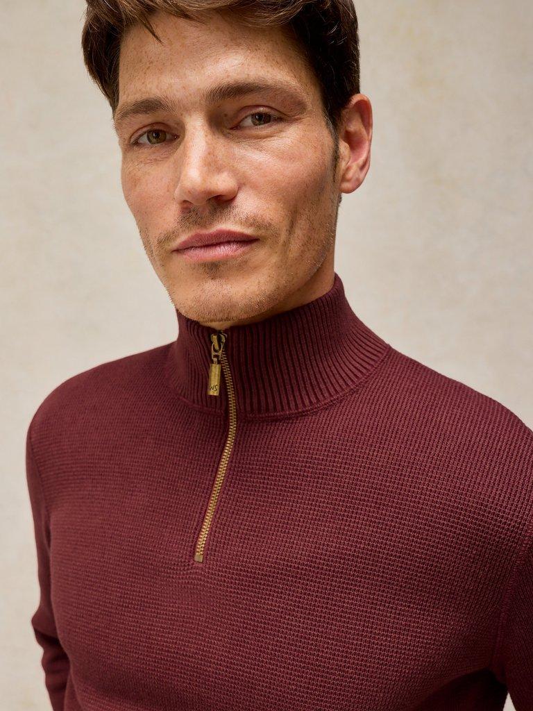ATTADALE FUNNEL NECK JUMPER in MID RED - MODEL DETAIL