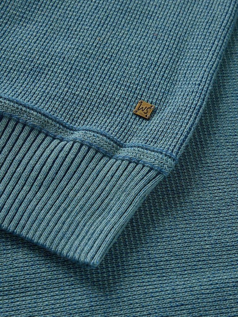 ATTADALE FUNNEL NECK JUMPER in MID TEAL - FLAT DETAIL
