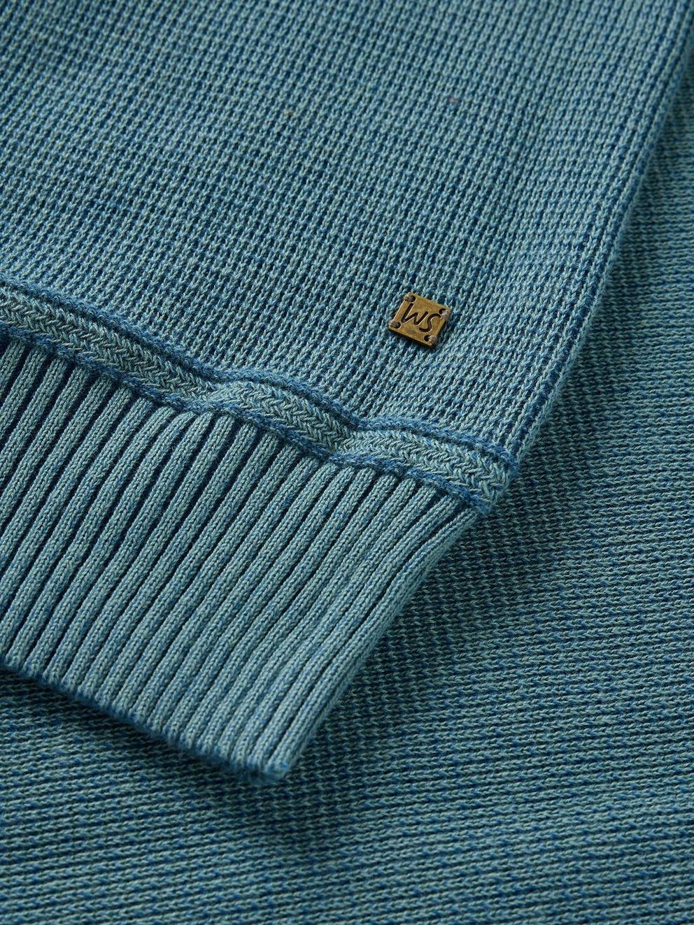 ATTADALE FUNNEL NECK JUMPER in MID TEAL - FLAT DETAIL