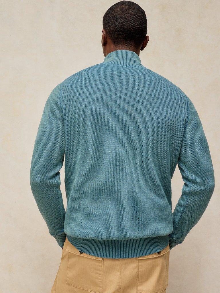 ATTADALE FUNNEL NECK JUMPER in MID TEAL - MODEL BACK
