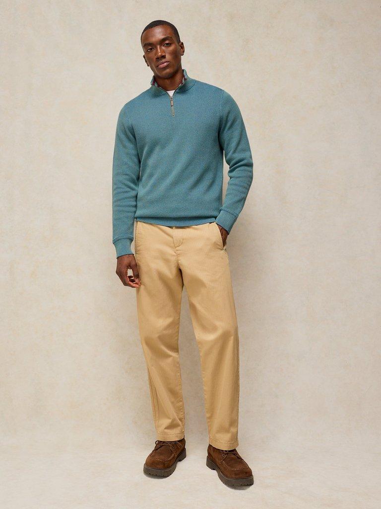 ATTADALE FUNNEL NECK JUMPER in MID TEAL - MODEL FRONT