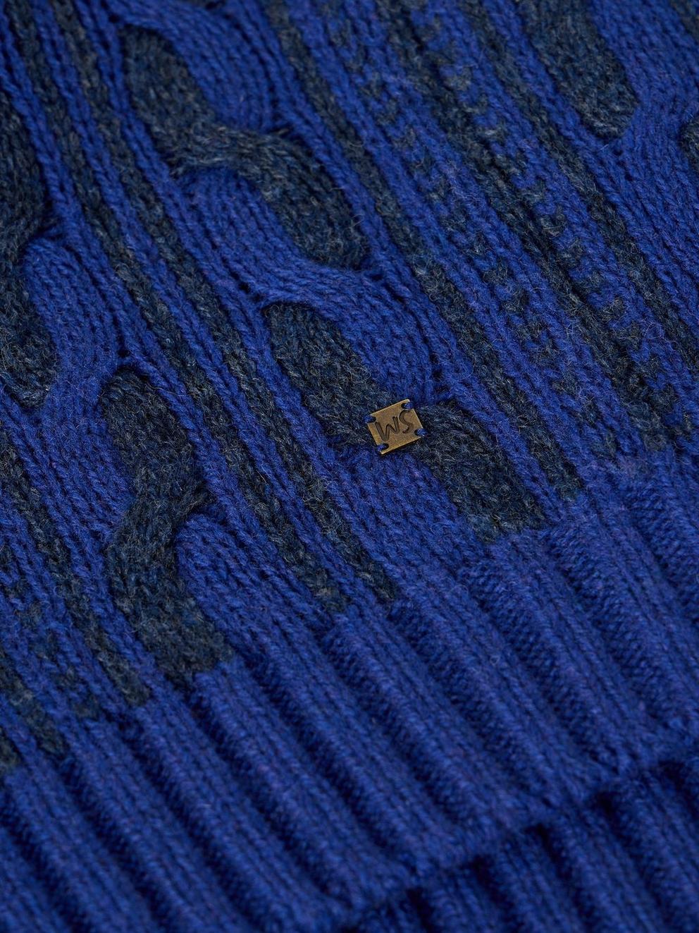 BRIXHAM CABLE JUMPER in BRT BLUE - FLAT DETAIL