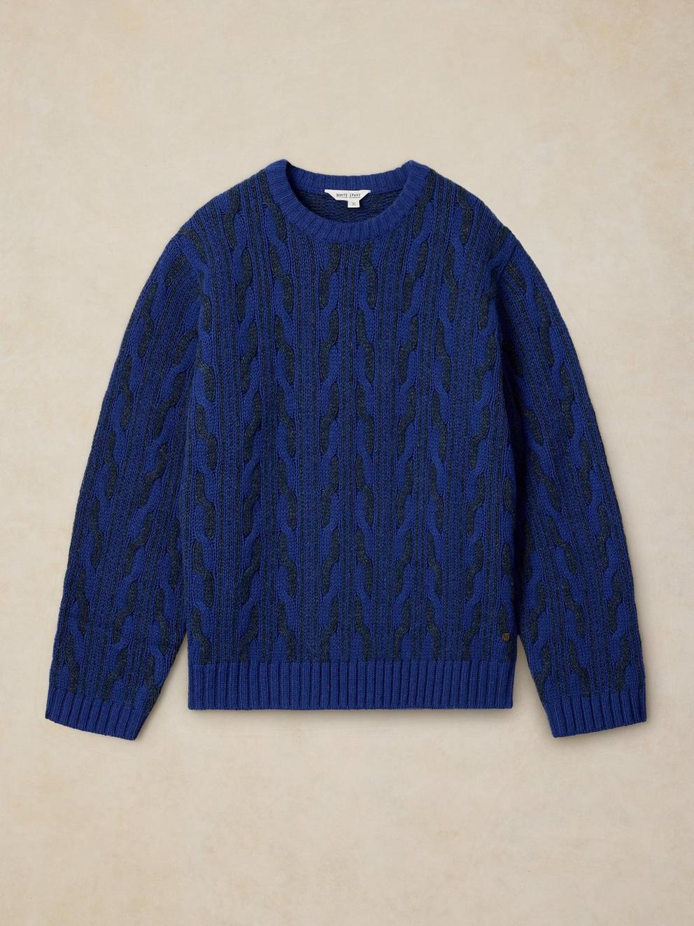 BRIXHAM CABLE JUMPER in BRT BLUE - FLAT FRONT