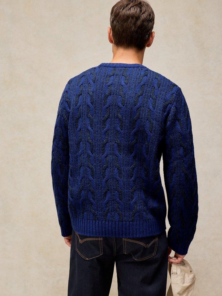 BRIXHAM CABLE JUMPER in BRT BLUE - MODEL BACK