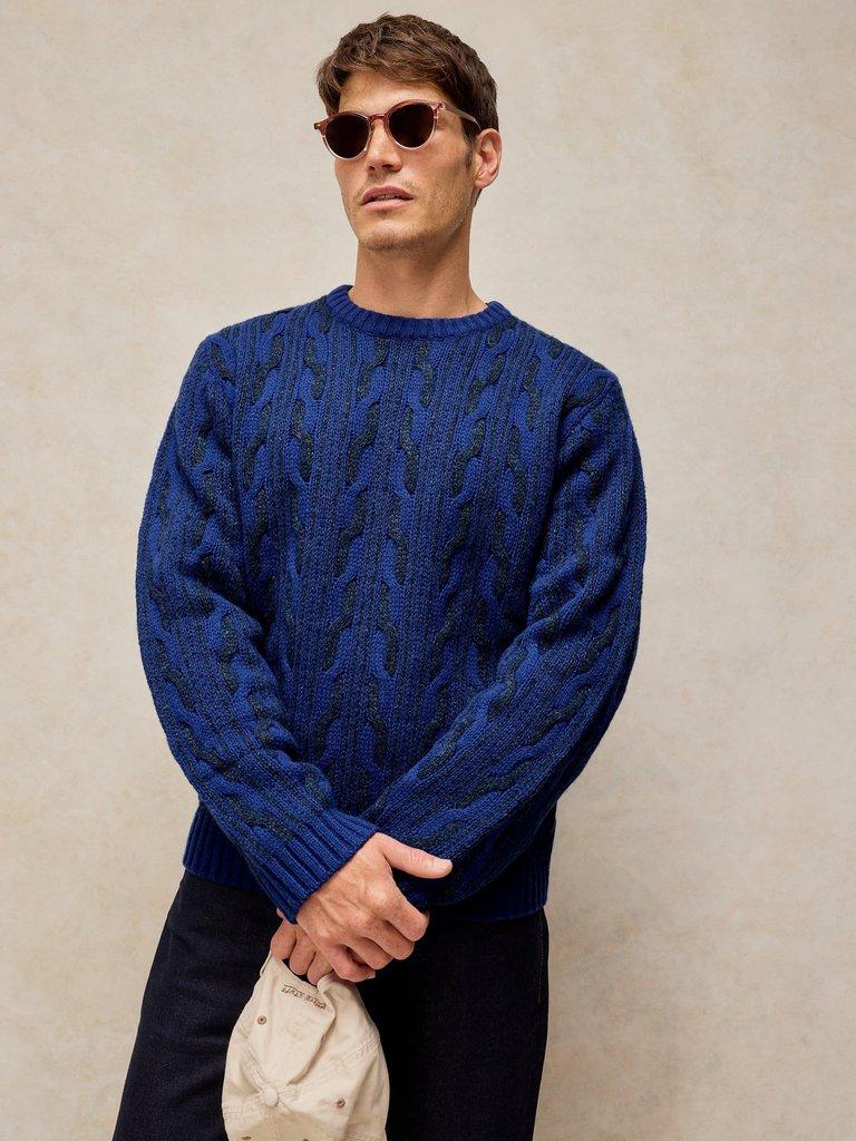 BRIXHAM CABLE JUMPER in BRT BLUE - MODEL DETAIL