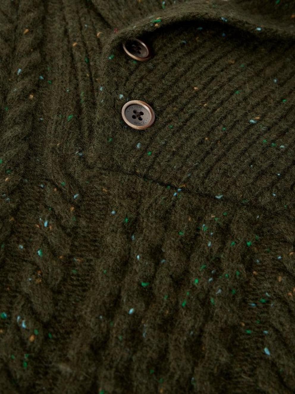BERKLEY SHAWL NECK JUMPER in GREEN MLT - FLAT DETAIL