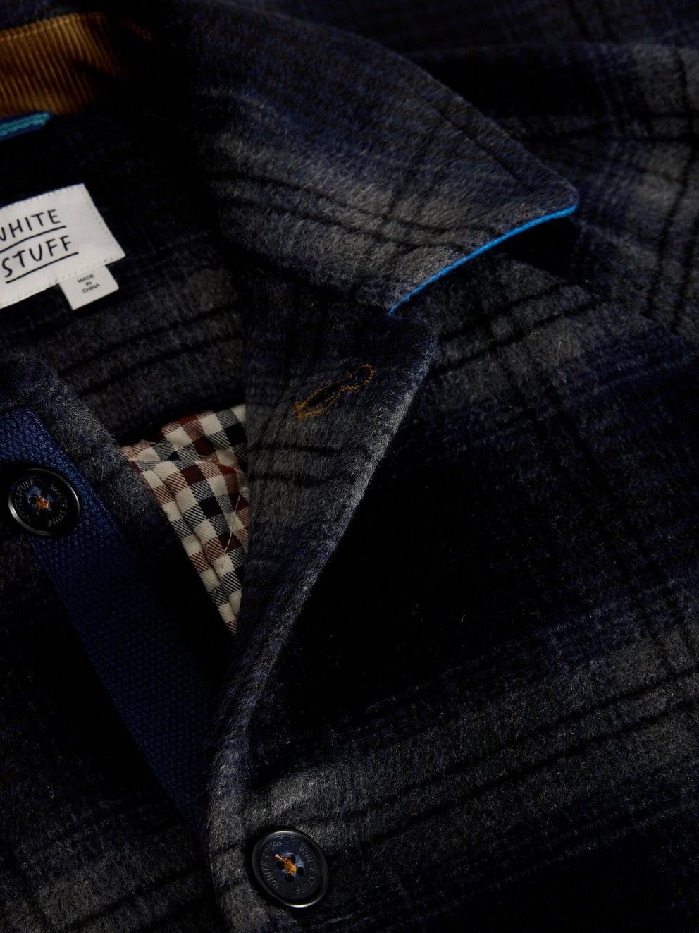 ALTON WOOL BLEND UTILITY  COAT in NAVY MULTI - FLAT DETAIL