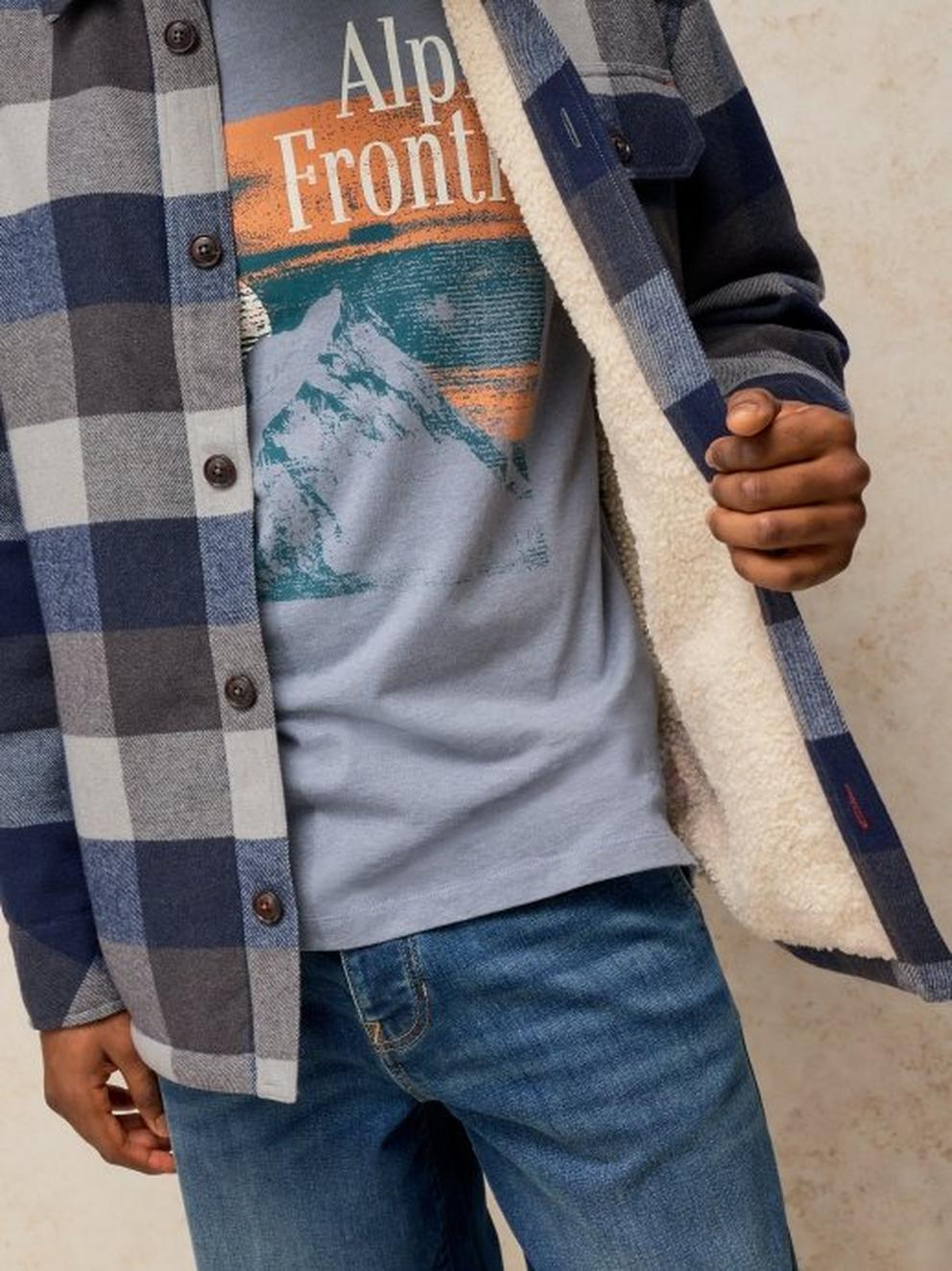 HETTON CHECK BORG LINED JACKET in GREEN MLT - FLAT BACK
