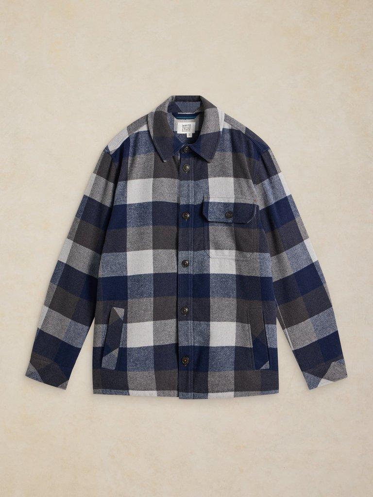 HETTON CHECK BORG LINED JACKET in GREEN MLT - FLAT FRONT