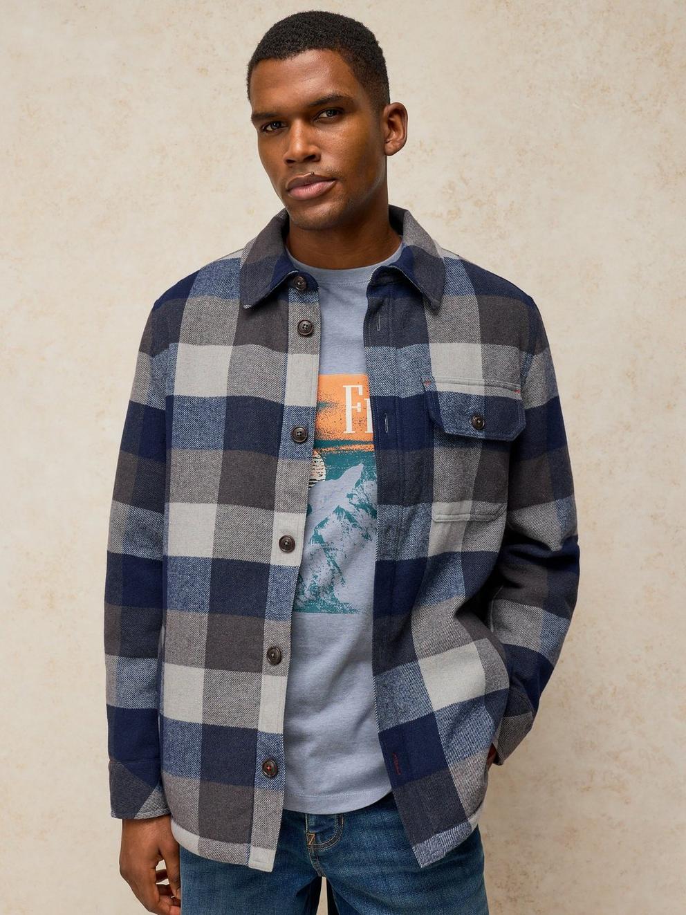 HETTON CHECK BORG LINED JACKET in GREEN MLT - LIFESTYLE
