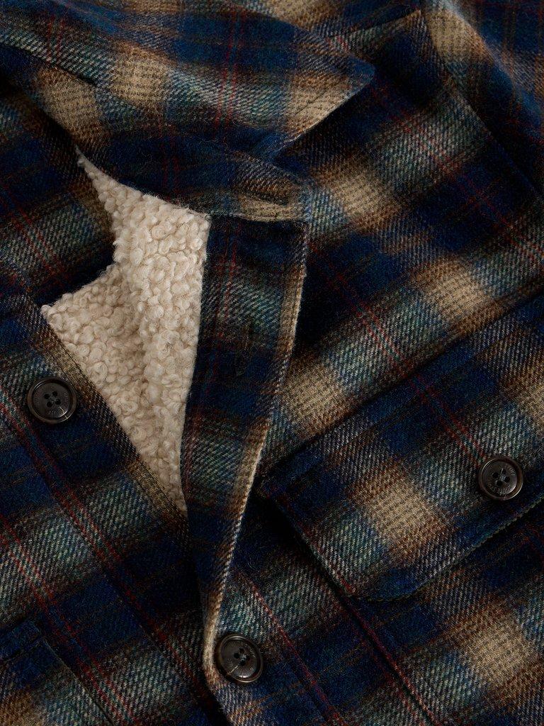 HETTON CHECK BORG LINED JACKET in NAVY MULTI - FLAT DETAIL