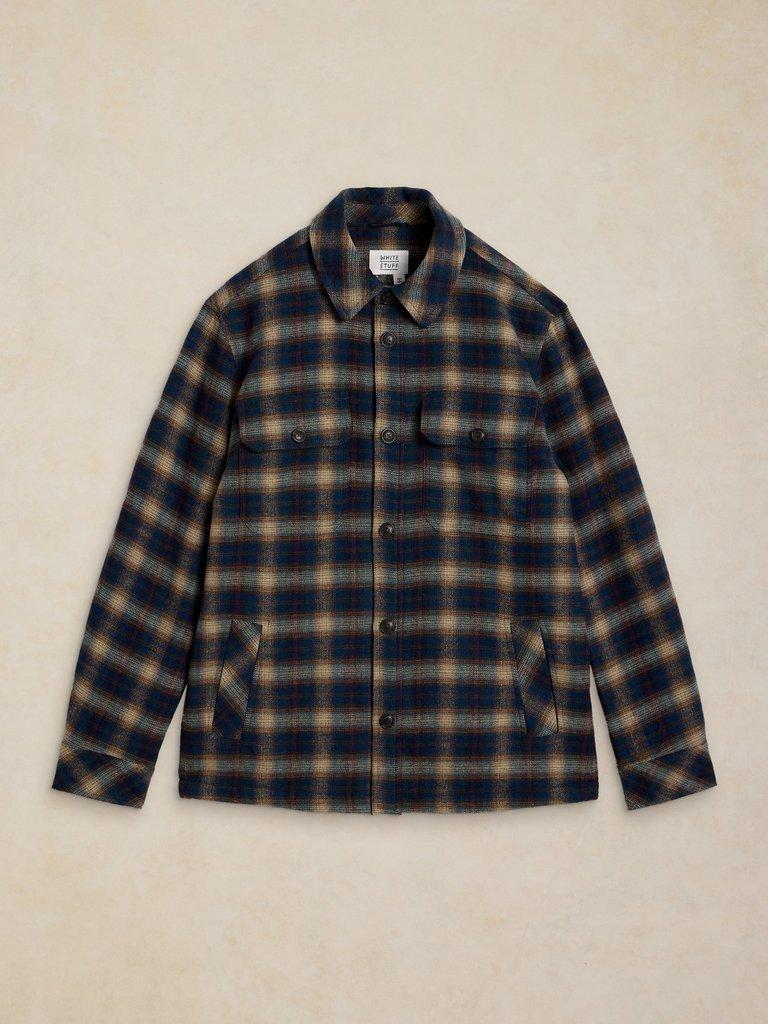 HETTON CHECK BORG LINED JACKET in NAVY MULTI - FLAT FRONT