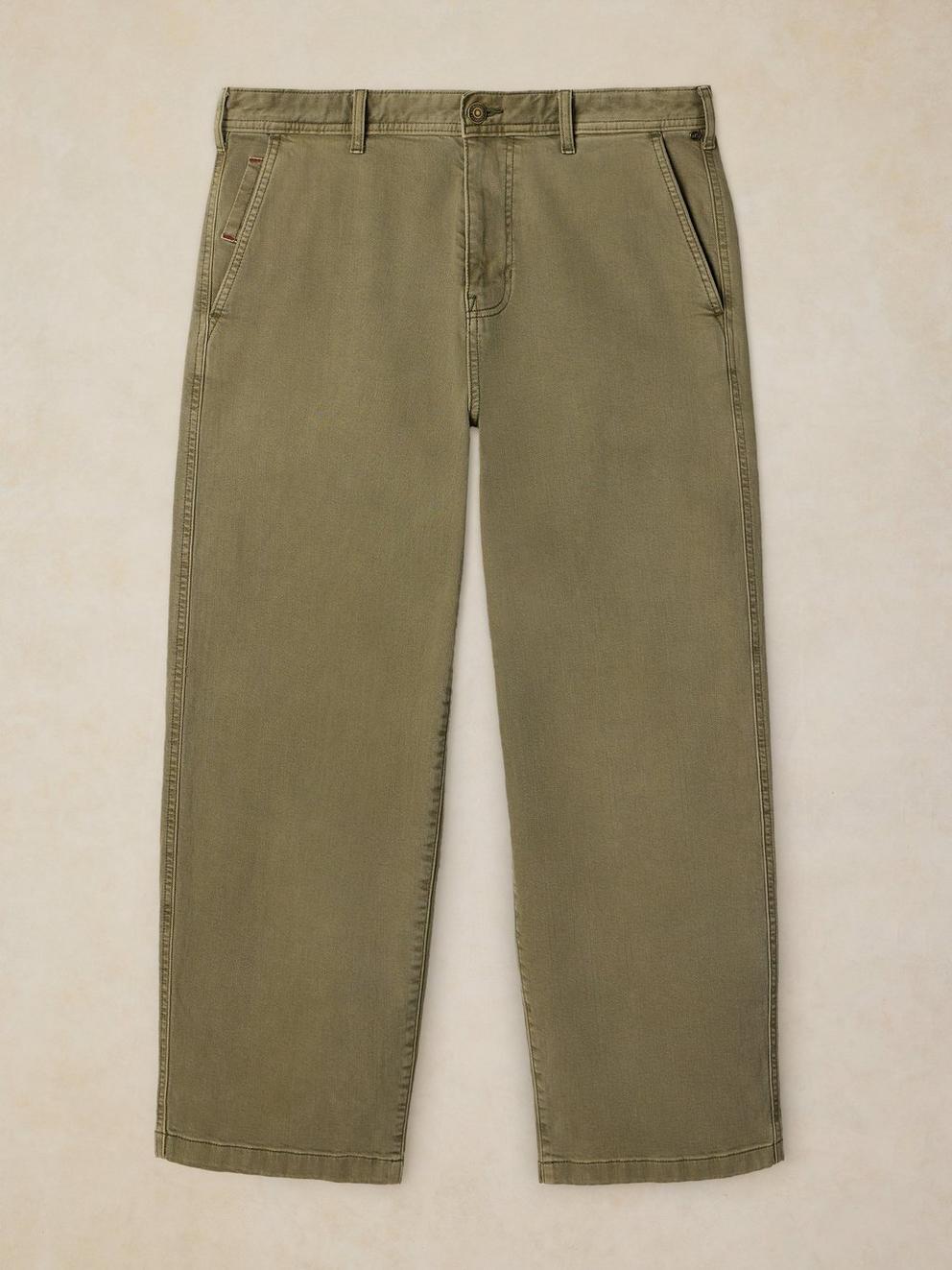 WALKER GARMENT DYE WIDE JEAN in KHAKI GRN - FLAT FRONT